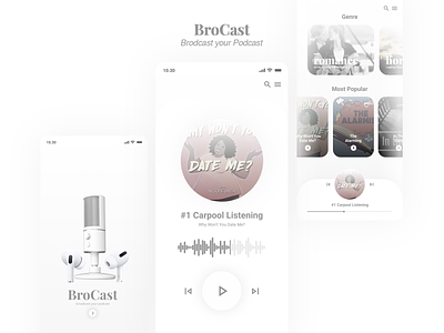 Podcast App | Light app app concept black clean design exploration figma grey ios light music podcast radio ui uiux ux white