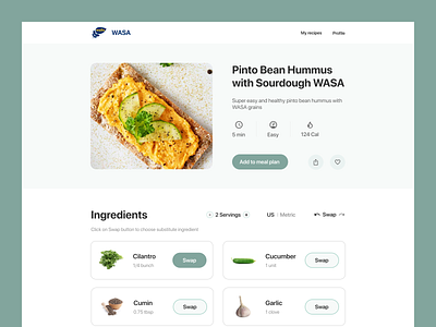 Recipe Page Concept app design application design ingredient recipe ui ux webdesign website website design