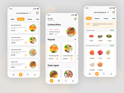 Food order app app app design application design food food app mobile design order poke poke bowl ui ux