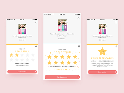 Ink Cards Rewards Program confetti ios loyalty program mobile rewards stars