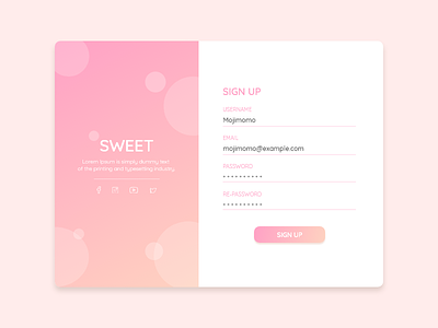 DailyUI #001 - Sweet Sign Up color design gradient sweet ui uidesign web web design