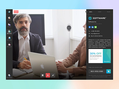 Video conferencing system - Company Booth event finder online events product design video conferencing video conferencing tool web design