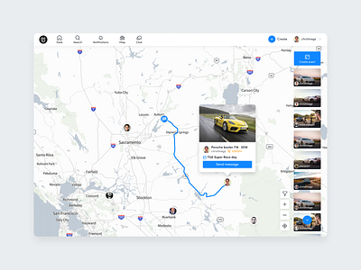 Roadstr - Webapp redesign automotive cars dashboard design interface landing map plan ui ux