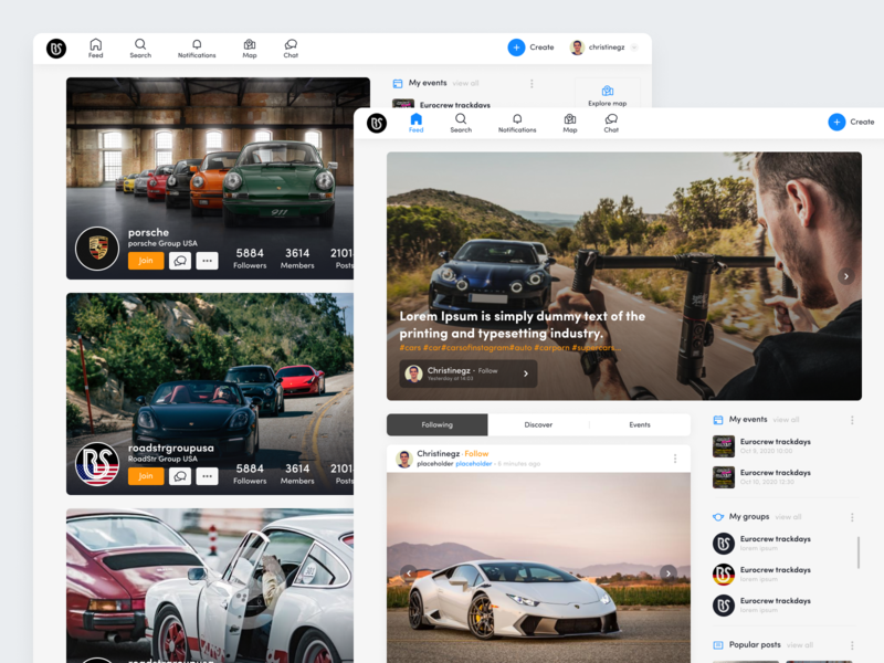 Roadstr - Webapp redesign automotive cars dashboard interface maps mobile retro cars supercar ui ux website