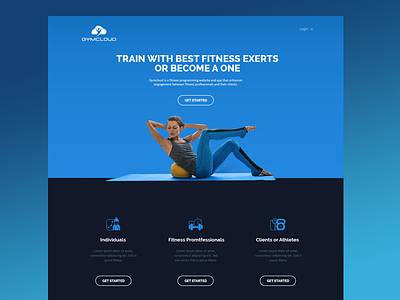 Gymcloud - online training platform blue fitness fold gym homepage landing page training