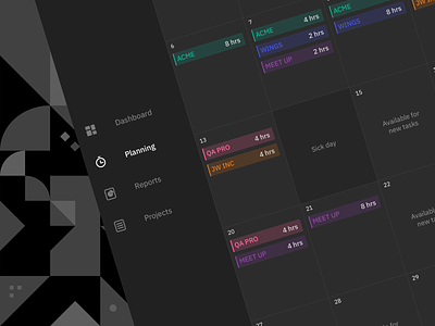 COAX Stream Time Tracking App That Syncs Projects and Tasks calendar dark mode dashboad interface meeting planning project management tool projects management schedule task app timetracking timetracking app ui ux