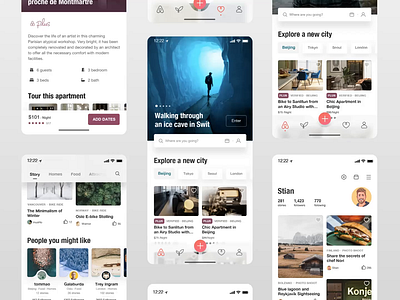 Redesign for airbnb airbnb flat interface ios ios13 iphone timeline travel trip user experience user interface