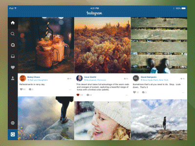 Instagram Ipad flat flat design gif instagram ios ipad photo redesign timeline ui user interface ux