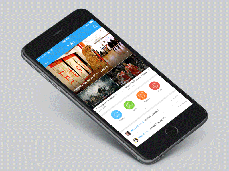 Timeline flat flat design gif ios iphone timeline user experience user interface ux video youku