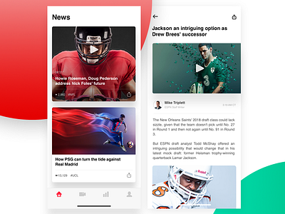 Sports news experience football game index interface ios11 iphonex news soccer suning user ux