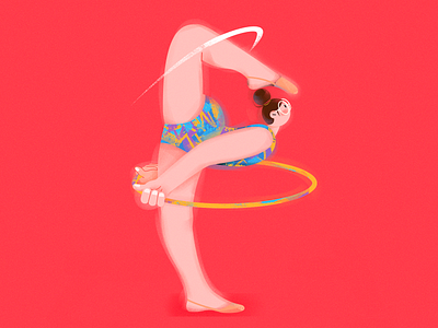 P.(Gymnastic girl) character draw girl hula hoop illustration sports vector vector illustration yoga