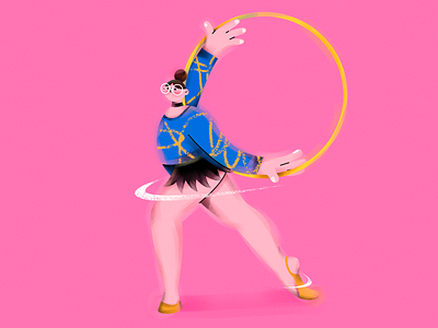 R.(Gymnastic girl) character design draw girl illustration sports vector