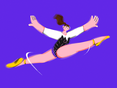 X.(Gymnastic girl) character design draw girl illustration sports vector