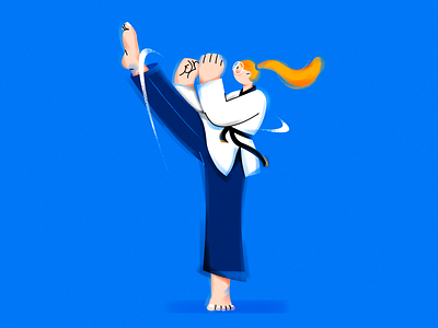 Y.(Taekwondo girl) character draw graphic design illustration sports taekwondo girl vector