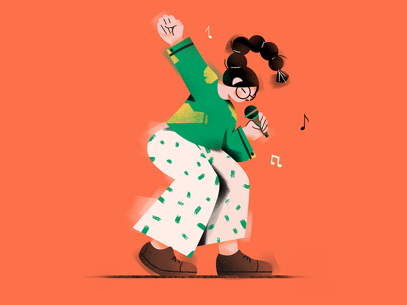 Singing girl by 没有肚肚的杜杜 on Dribbble