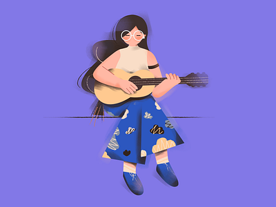 Guitar girl！ design girl guitar illustration music