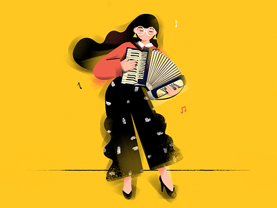 Accordion girl ! accordion characer design draw girl illustration music