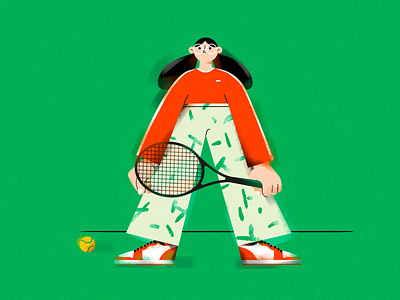 A. (Tennis girl) character design girl illustrator sports sports shoes tennis ball tennis girl vector