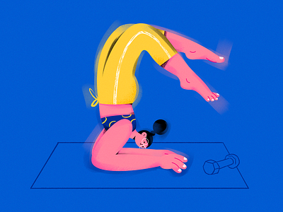 C. Yoga girl. character design dumbbell girl illustration letter sports vector yoga