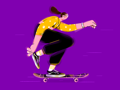 E. (Skateboard girl) character design draw girl illustration rapper skateboard skateboard girl speed sport vans vector