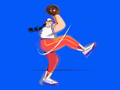 F.(Baseball girl) baseball baseball cap draw girl glasses gloves illustration shoes sports vector