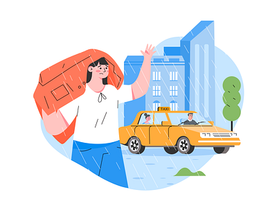 Taking a taxi illustration