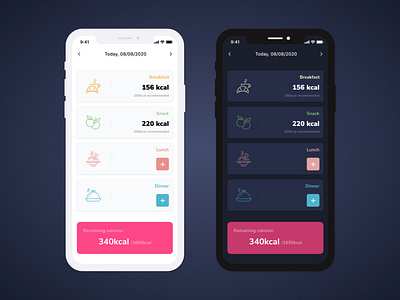 Calorie Tracker 004 adobe xd calculator clean dailyui mobile ui uxui wireframe