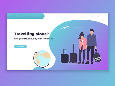 TravelBuddy Landing Page Concept adobe xd clean dailyui design illustration travel app ux uxui