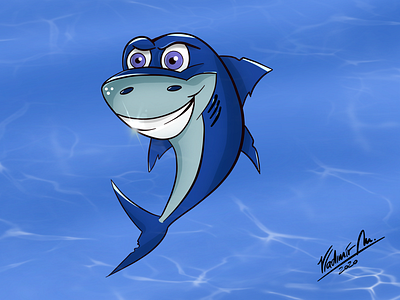 Shiny Shark cartoon drawing procreate