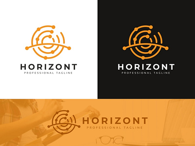 Horizont Technology Logo abstract blue business company corporate creative cycle design emblem fashion finance financial impossible infinite infinity internet logic logo logotype loop
