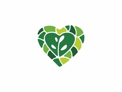 Heart Mosaic Plant Logo