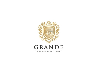 Grande Logo Template calligraphic classic crest crown elegant emblem fancy fashion g letter hotel jewellery jewelry