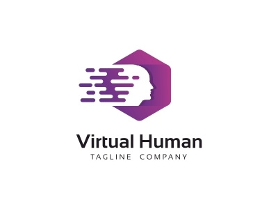 Virtual Human Logo Template abstract brainstorm colorful creative digital entertainment face human media mind mindset vr head