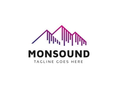 Mountains Sound Wave Logo audio engineer audio logo audiotech beats chat clever music logo discography logo dj logo engineering entertainment mountain