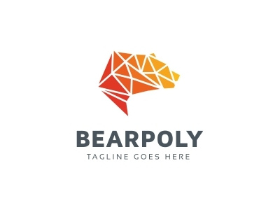 Bear Head Logo bear bear logo branding clean flat geometric identity logo template logo vector low poligon low poly natural