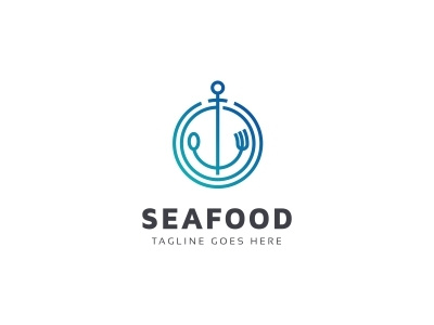 Sea Food Logo clean clear clever delicious effective fish fish shop fishing food food logo fork fresh