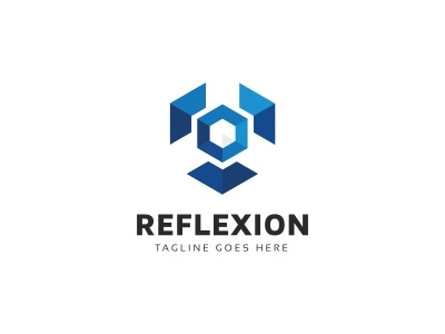 Reflexion Hexagon Logo abstract block box brand builder construction consultant creation creative cube cubic cubical