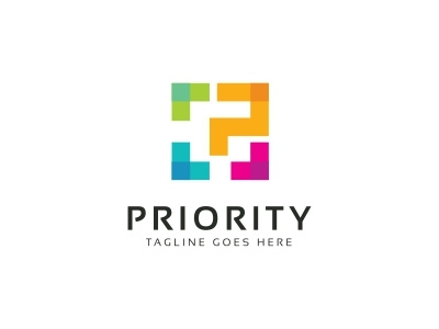 Priority - P Letter Logo app business colorful concept dynamic industry letter p marketing media modern multimedia p letter