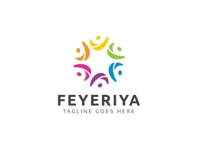 Feyeriya - Happy Human Logo activity connect consulting eco family fitness fly green happy health human immigration life love man medical meeting natural people psd logo