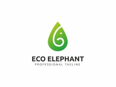 Eco Elephant Logo abstract branding corporate creative drop caps elephant green