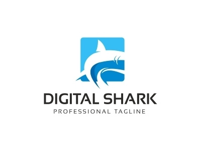 Digital Shark Logo animals attack auto baleen blue circle danger digital energy fin fish fishing flipper game great modern ocean powerpoint predator professional