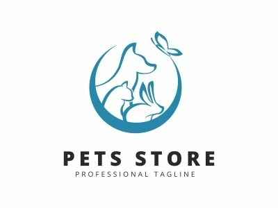 Pets Store Logo animal store animals bird black and white canari cat dog form fusion form pet pets pets shop pets store shop store white