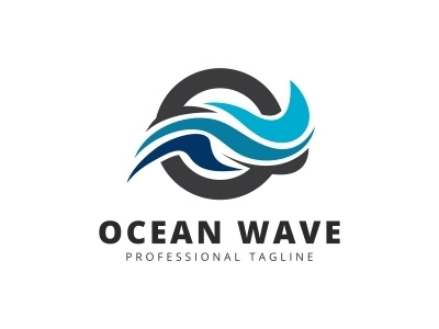 Ocean Wave Logo aqua beach circle curl drop eco energy fresh ice infinite infinity marine media minimal logo natural nature ocean outdoor power powerpoint resort