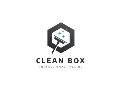 Clean Box Logo star spray soap simple shiny satisfaction professional orange neat modern maid service maid housekeeping glistened colorful cleaning service cleaning clean bubble broom