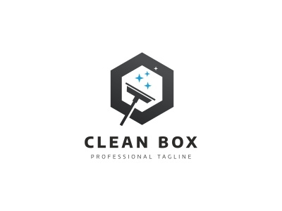 Clean Box Logo broom bubble clean cleaning cleaning service colorful glistened housekeeping maid maid service modern neat orange professional satisfaction shiny simple soap spray star