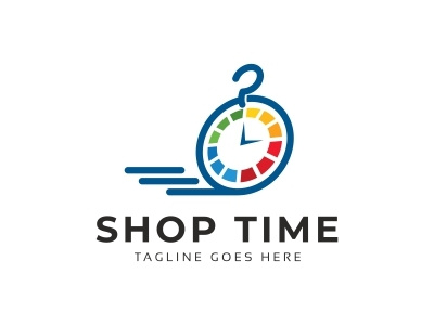 Shop Time Logo bargain clock clothes commerce creative logo concept delivery digital e market e shop economy fast finance gift internet market marketing online order outlet pink