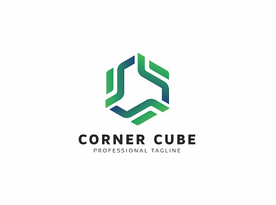 Corner Cube Logo abstract aplications app application architecture brand branding business construction corporate engineering factory green hardware hexagon identity industry logo logotype pixel