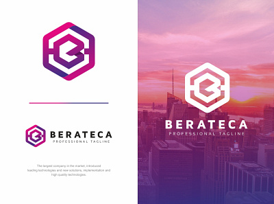 Berateca B Hexagon Logo abstract icon app architecture blue blue box business symbol company concept corporate creative cube cube logo design geometric graphic hexagon identity letter logo logotype