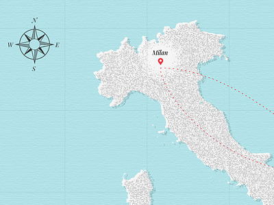 Map - WIP compass coordinates geography illustration italy map milan texture travel