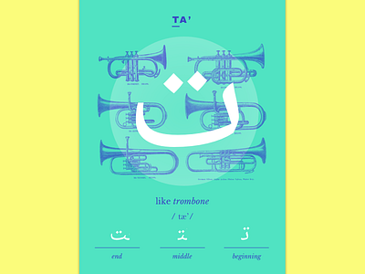Ta' arabic calligraphy card illustration language learning letter